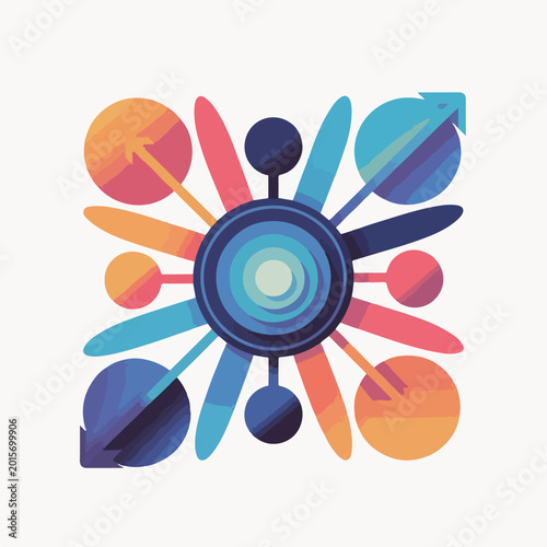 Abstract Network Connection Diagram Flat Vector Illustration
