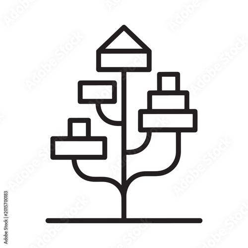 Tree Icon Line Art Style Black And White