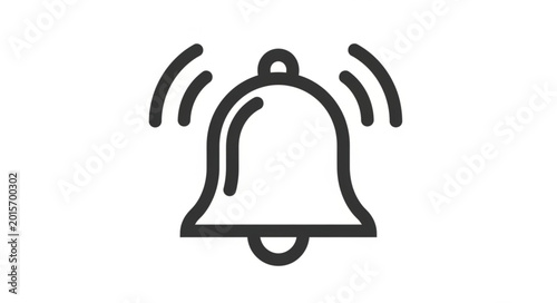 Tableau sur toile Simple outline icon of a ringing bell with sound waves.