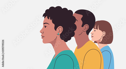 Photos Diverse group of people in profile, representing unity and inclusion