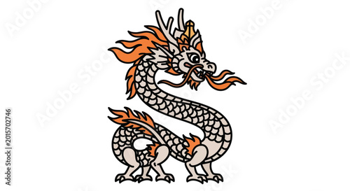 Foto Traditional Chinese Dragon Illustration - Mythical Creature, Asian Folklore, Fir