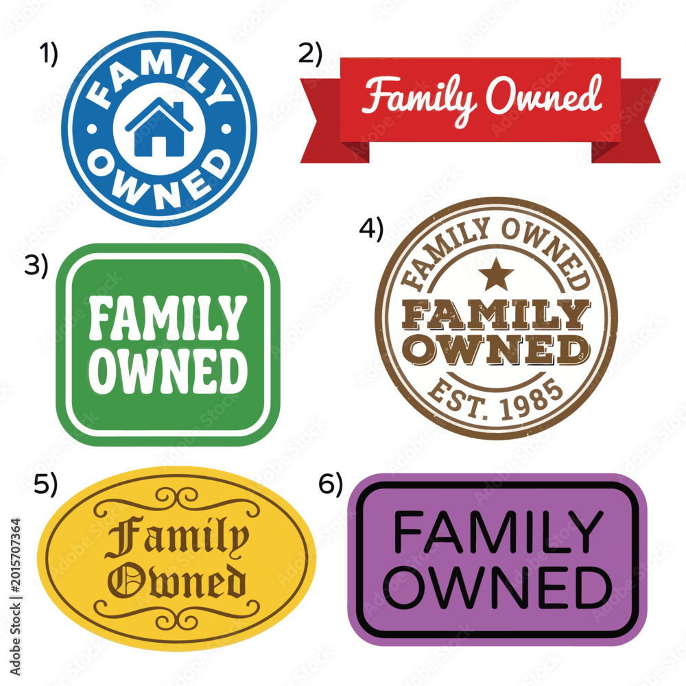 Fototapeta premium Family Owned Business Logos Collection.