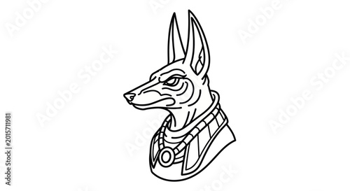 Foto Anubis Egyptian God Icon, Jackal Headed Deity Line Art