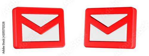 email icon 3d render red color
