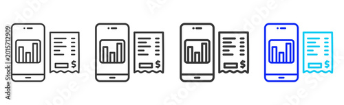 Photos expense tracker Icon Collection Creative Outline Style for Financial Planning Mo