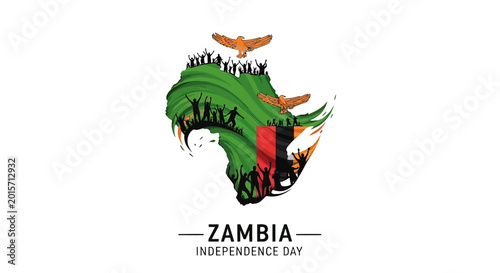 Zambia Independence Day Map Illustration Design.