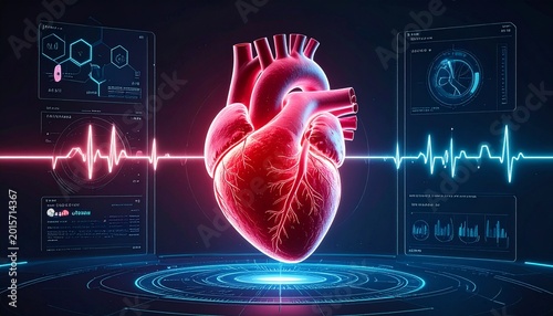 Digital heart monitoring concept showing advanced medical diagnostics
