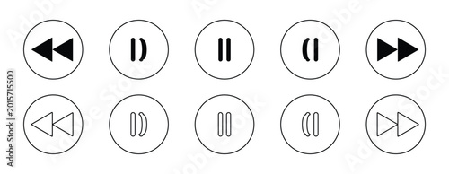 Billede på lærred Set of media player button icons
