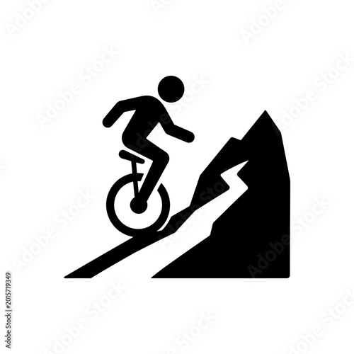 Cuadro en lienzo Mountain Unicycle Challenge Icon