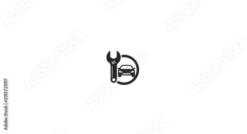 фотографія Black wrench and screwdriver crossed icon on white background.