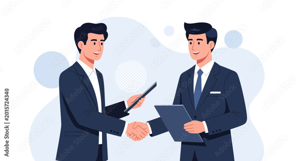Obraz premium Business partners shaking hands, agreement, contract signing, success, teamwork