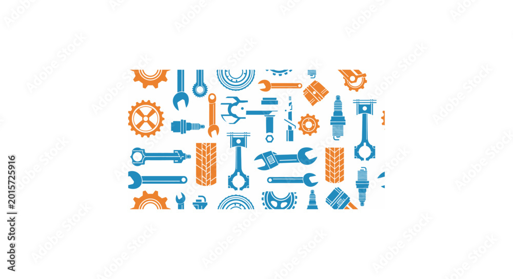 Fototapeta premium Collection of colorful tools and equipment icons representing various mechanical and repair activities.