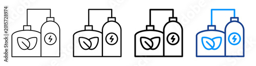 Fotografie Biogas Icon Different Style Outline Collection Set