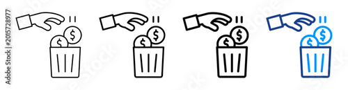 Wasted Money Icon Different Style Outline Collection Set