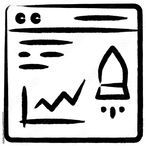 Hand Drawn Startup Rocket Launch and Business Growth Boost Icon