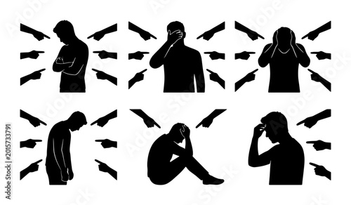 Photos Vector Silhouettes of Men Experiencing Social Pressure, Accusation, and Isolatio