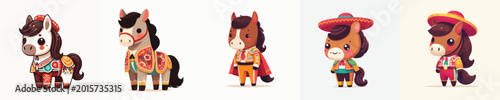 Cuadro en lienzo vector of a horse wearing a Spanish matador costume