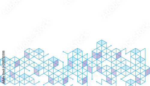   Isometric Cube Grid with Blue Outlines and Gradient Shading in Modern Abstract Background