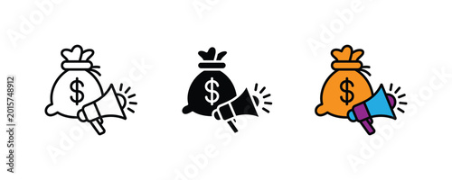 Картината върху платно Mony bag with announcr spakr icon st