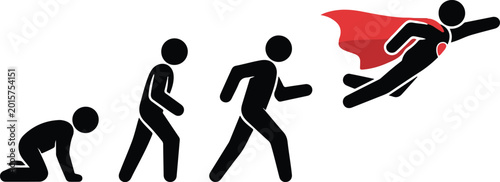 Foto Person transforming into superhero icon sequence