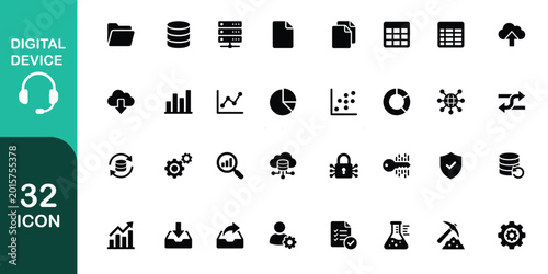 Foto 32 Digital device and technology fill icons set