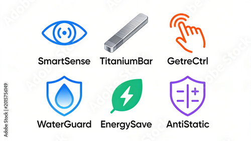 Fotografie Eyeball, metal strip, gesture icon, intelligent device sensing, titanium alloy sturdy and durable, precise gesture control, waterproof, energy-saving, anti-static, adaptable to multiple scenarios