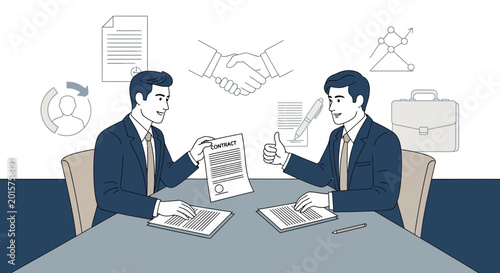 Business contract signing, handshake, agreement, partners, success, partnership concept