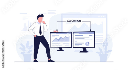 Business concept: analytics, data, trading, finance, execution strategy