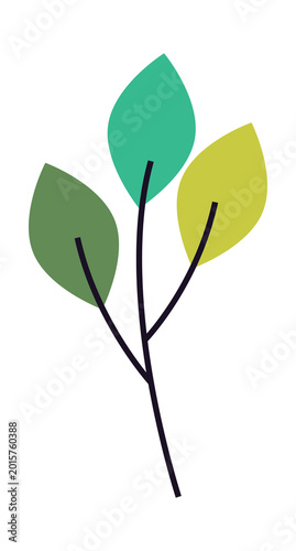 Φωτογραφία A simple illustration of a branch with three green leaves, symbolizing growth and nature