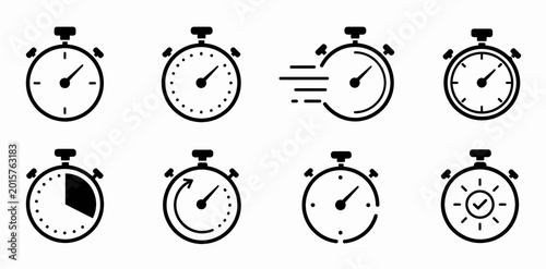 Assortment of stopwatch illustrating time, speed, and progress