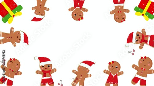 Cute Xmas Gingerbread Cookies Frame Animation 4K