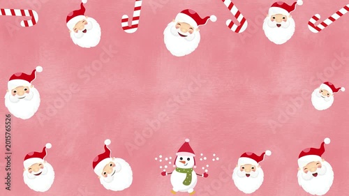 Cute Santa Claus Christmas Border Animation Background 4K