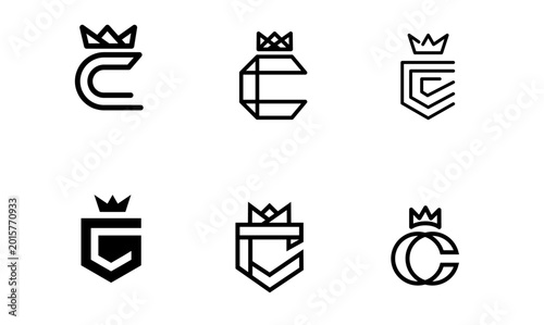 Collection of Six Modern Letter C and Crown Logo Designs