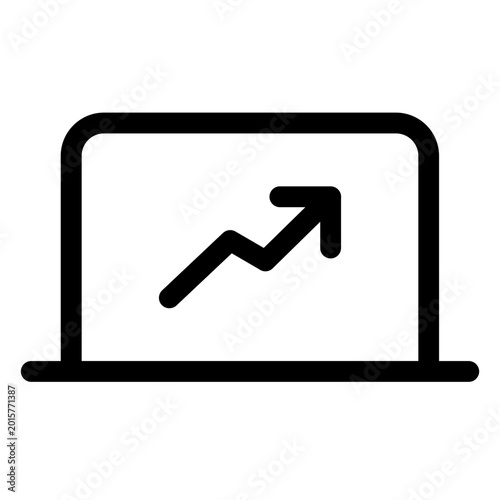 Laptop displays increasing graph on screen