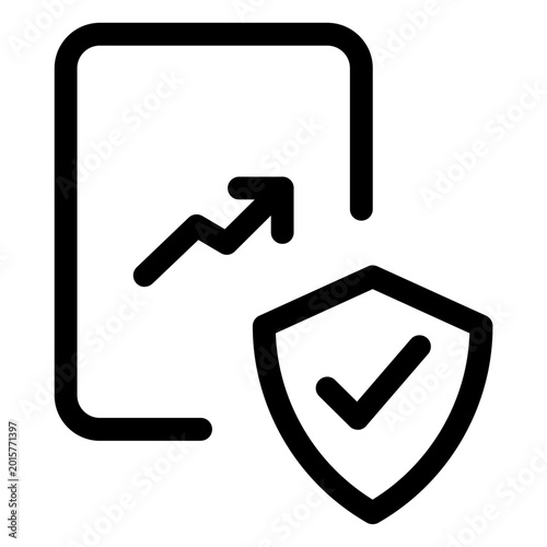 A shield with a checkmark and a graph on a mobile device