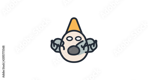Photos Cartoon clown face with orange hat.
