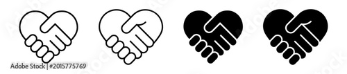Heart handshake symbols representing unity, teamwork, partnership, support, agreement, trust, friendship, and love.