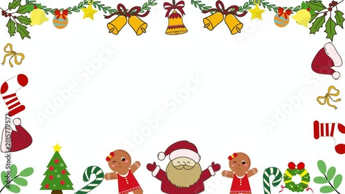 Cute Christmas Character Border Animation Background 4K
