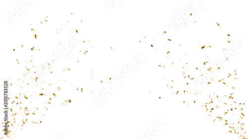 Foto Gold confetti burst isolated on transparent background, party celebration
