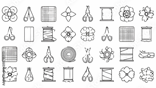 Scissors and various cut shapes icons.