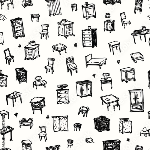 Furniture objects for interior design.