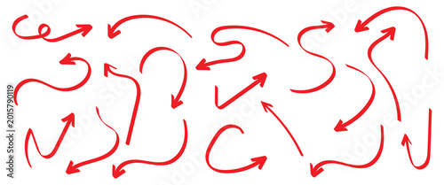 Cuadro en lienzo Red arrows vector icons set