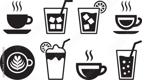 Photos Flat icons set of various hot and cold drinks