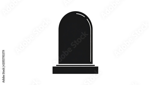 A simple, minimalist silhouette depicts a tombstone against a white backdrop, perfect for memorial themes