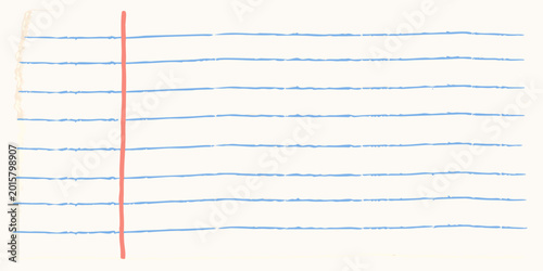 Photos Lined notebook paper with red margin illustration on white background