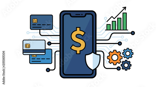 Mobile banking and digital finance security concept illustration.