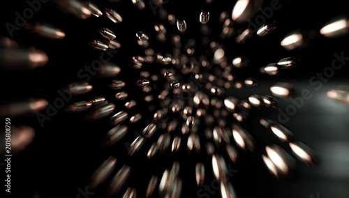 Thousands of projectiles hurtling forward in a motion blur