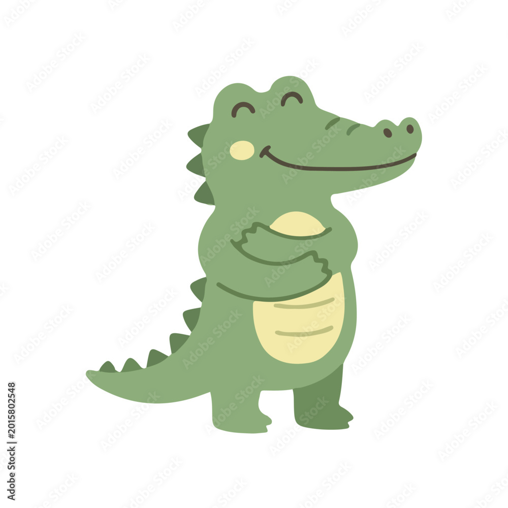 Obraz premium Proud Crocodile Character with Crossed Arms for Kids Graphic Mascot