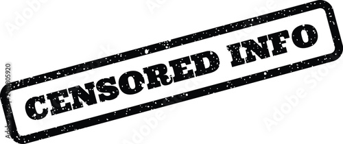 Foto Grungy rubber stamp impression with CENSORED INFO text, representing suppressed
