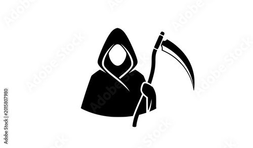 Bild auf Leinwand Vintage Grim Reaper vector illustration detailed woodcut scythe line art gothic